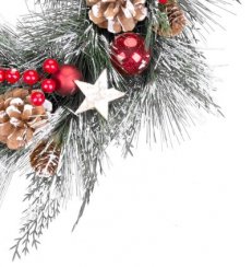 Věnec MagicHome Vánoce, přírodní, závěsný, s chvojím a hvězdami, 39 cm