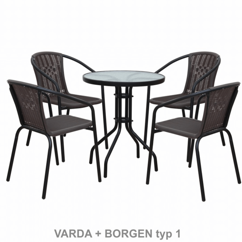 Esstisch, schwarzer Stahl/gehärtetes Glas, BORGEN TYP 2