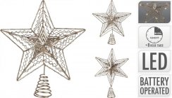 Dekoracija koničasta zvezda 10 LED 25 cm s časovnikom zlata mešanica