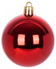 MagicHome karácsonyi labdák, készlet, 21 db, 6 cm, piros, spitz, karácsonyfára