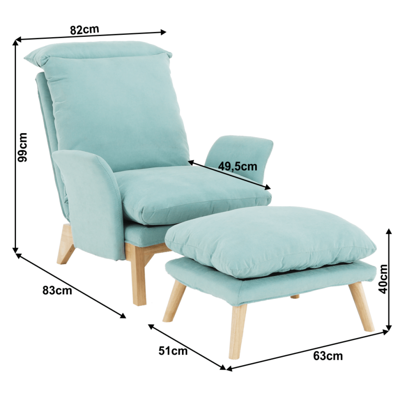 Sessel mit Untergestell, Mint/Natur, ZANDER
