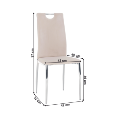 Jedilni stol, bež tkanina Dulux Velvet/krom, OLIVA NOVO