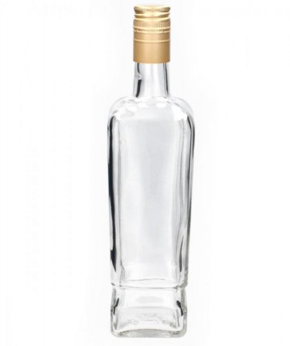 Alkoholflasche aus Glas 700 ml (Gold/Schwarzer Schraubverschluss)