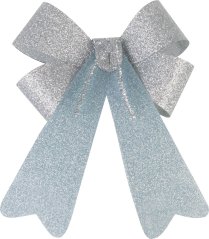 MagicHome Weihnachtsdekoration, Schleife, Silber, 13x21 cm