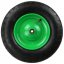 Aufblasbares Rad mit Lagern, Loch 12 mm, Durchmesser 39 cm, Breite 8,5 cm, grün, mit Achse