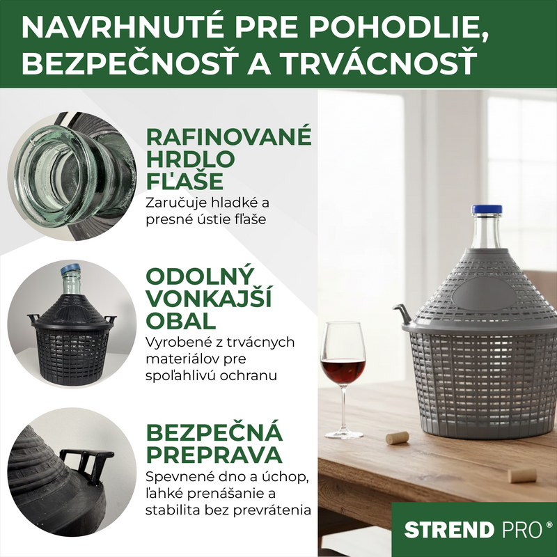 Demižon Strend Pro Cada Inco, 05l stakleni demižon za vino i rakiju, plastični poklopac
