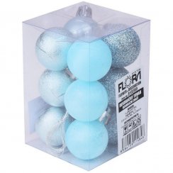 Ornament viseča krogla 3 cm komplet 12 plastičnih modrih kosov