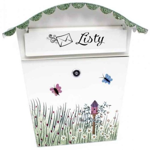 Briefkasten mit halbrundem Dach, Motiv Wiese mit Blumen, XL-TOOLS