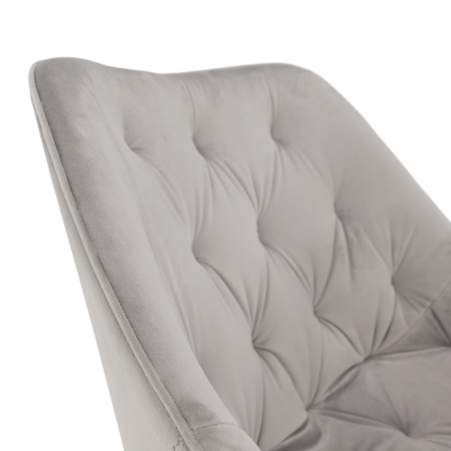 Dizajnerski fotelj, svetlo sivo blago Velvet, FEDRIS