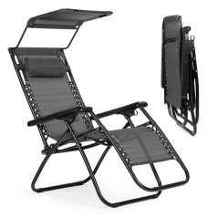 Kerti strandfotel, állítható háttámlával, mozgatható tetővel Multigarden - szürke