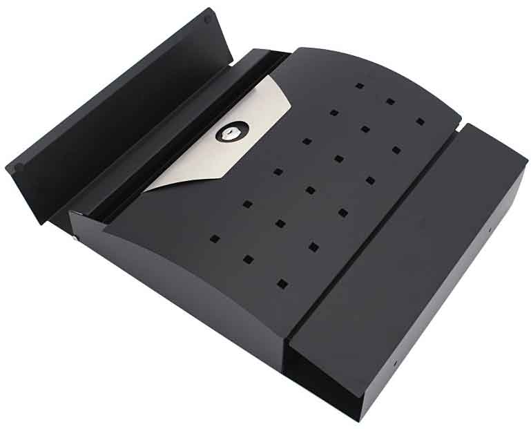 Briefkasten, 34x10x37,5cm, halbrunder schwarzer Edelstahl, XL-TOOLS