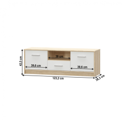 RTV stol 2D1S, bijela/hrast sonoma, TEYO (akce)