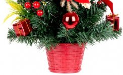MagicHome božično drevo, okrašeno, rdeče, 40 cm