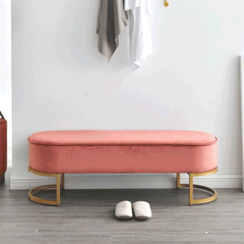 Design-Bank, rosa Samtstoff/Gold-Chrom-Gold, MIRILA NEU
