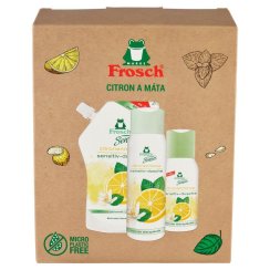 Ajándékkészlet Frosch, citrom és menta, 50 ml + 300 ml + 500 ml