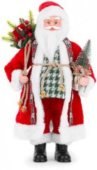 Božićni ukras MagicHome, Djed Božićnjak s vrećom darova i drvcem, keramika, 46 cm