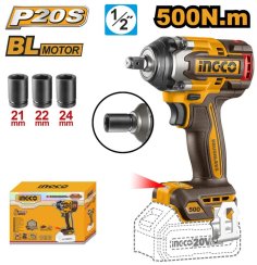 Uťahovák rázový 500N.m CIWLI20501 INGCO AKU 20V P20S bez akumulátora a nab. Industrial