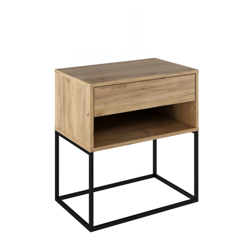 Nachttisch/Beistelltisch, Artisan Eiche/Schwarz, ARTI TYP 2