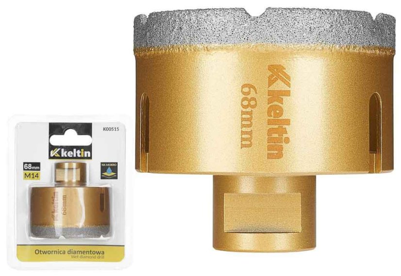 Diamant-Kernbohrkrone, M14-Gewinde für Winkelschleifer, Durchmesser 68 mm, GEKO