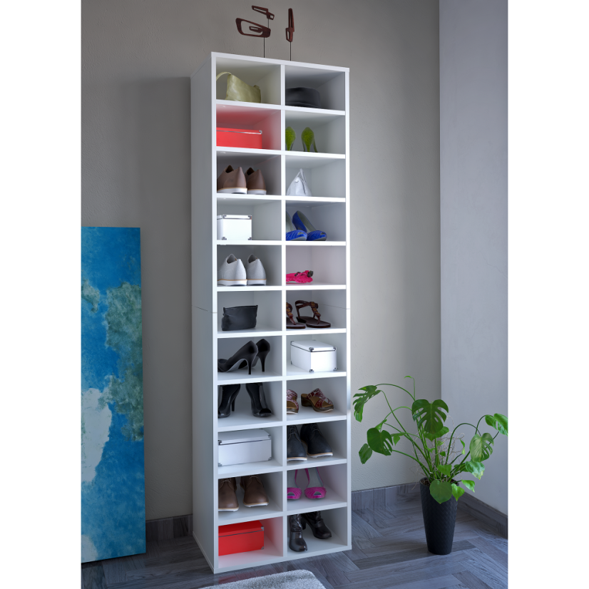 Hohes Regal/Schuhregal, weiß, IGNO
