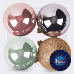 MagicHome Weihnachtskugeln, 4 Stück, Mix, für den Weihnachtsbaum, 10 cm
