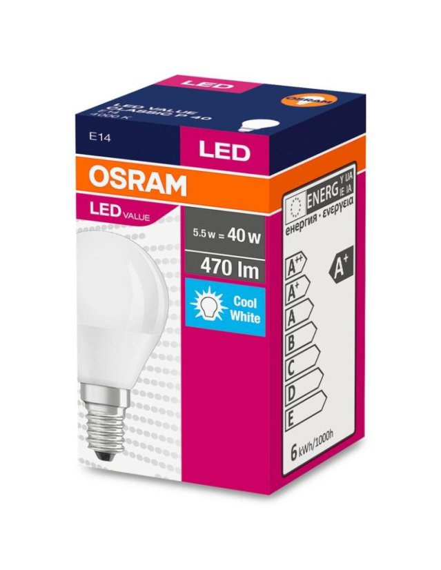 Ziarovka OSRAM® LED FR 040 (ean7911) non-dim, 5,7W/840 E14 4000K Vrijednost CLASSIC P