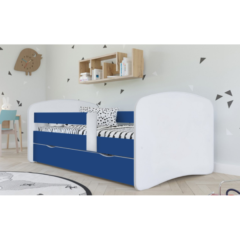 Bett mit Lattenrost und Stauraum 90x200, weiß/blau, COCOLINO
