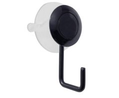 Suport baie cu 1 cârlig, negru, prindere cu ventuză