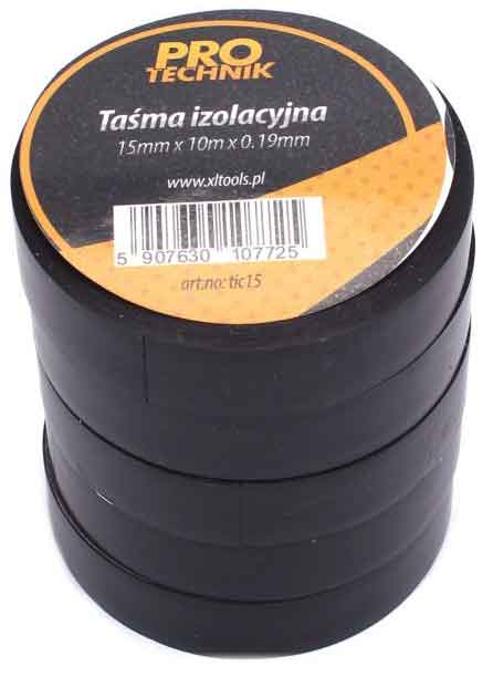 Isolierband PVC 15 mm x 10 m x 0,19 mm, schwarz, PRO-TECHNIK