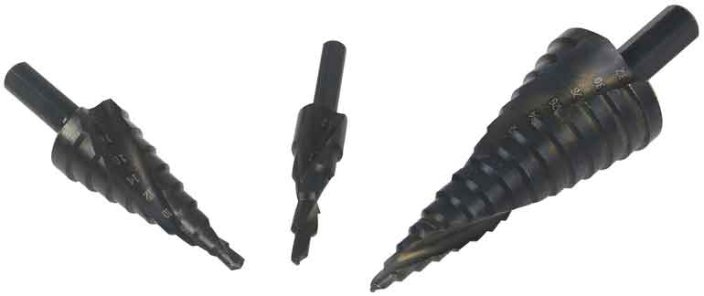 Set stopničastih svedrov 4-12, 4-20, 4-32 mm za pločevino RAPID, spiralni utor, MAR-POL