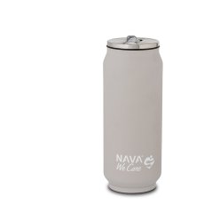 Cană termică cu pai, 500 ml, din oțel inoxidabil, gri NAVA