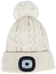 Czapka Strend Pro Damon biała, L, 4x LED SMD, 60 mb, z pomponem, ZIMA