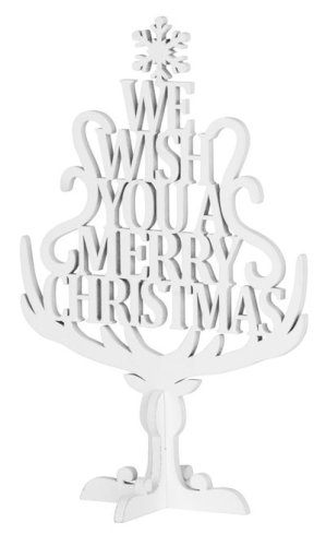 Dekoracija MagicHome Christmas Woodeco, Drvo s tekstom, pak. 4 kom., 15x22 cm