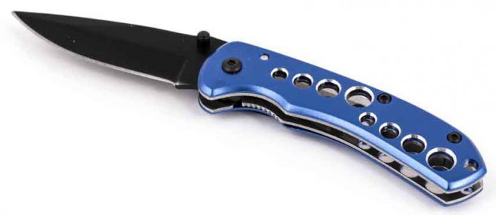 Nůž montérský s čepelí 15 cm, modrá děrovaná hliníková rukojeť, PRO-TECHNIK