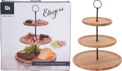 Pladenj za torte iz bambusa, 3-nadstropna polica