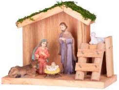 Dekoration MagicHome Weihnachten, Bethlehem, Holz, Polyresin, 15 cm