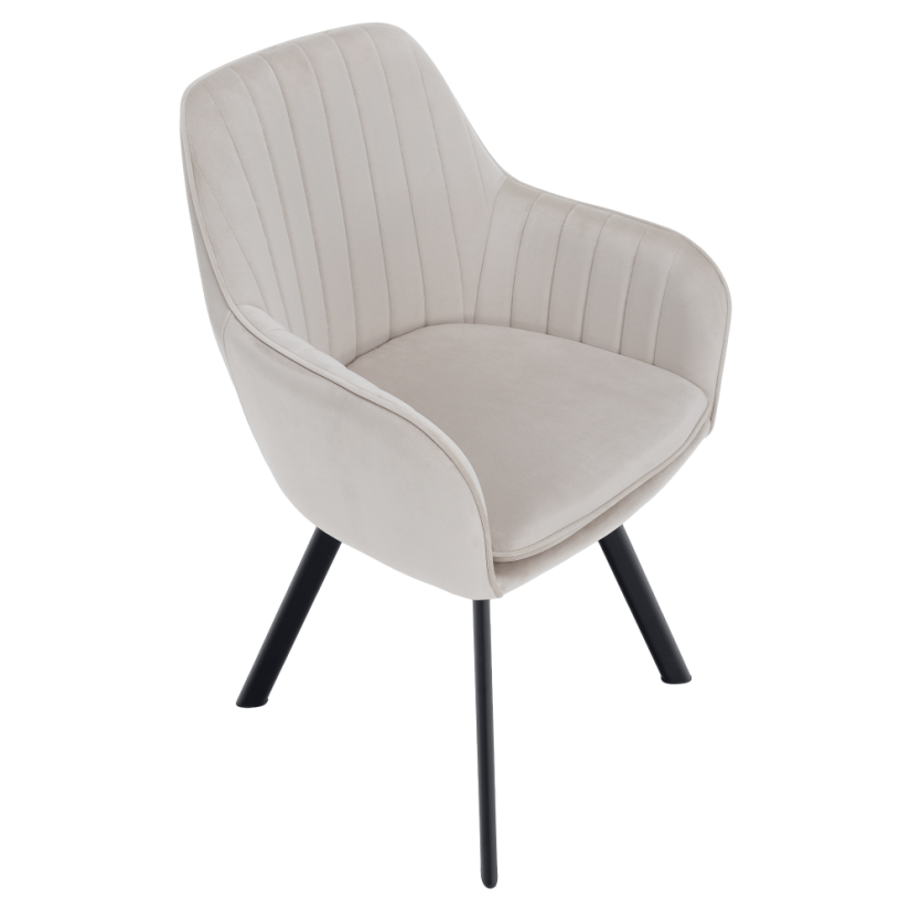 Designer-Sessel, beige Samtstoff, AURIL