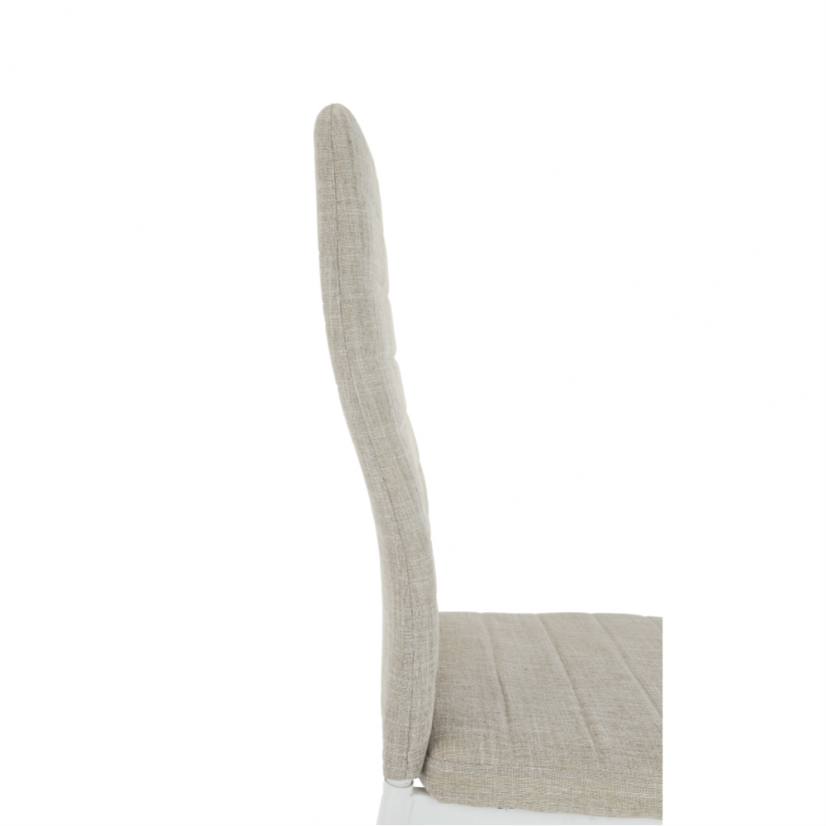 Stuhl, beige Stoff/weißes Metall, COLETA NOVA