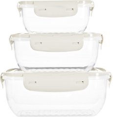 Set de 3 recipiente pentru alimente, alb