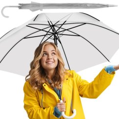 Przezroczysty biały parasol