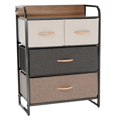 Kommode mit Stoffschubladen, beige/braun, HAZEL TYP 2