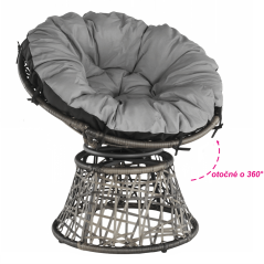 Otočné křeslo s polštářem, šedá/černá/světle šedá, TRISS - AKCE