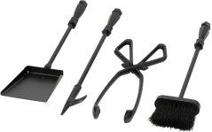 Set de inserturi pentru șemineu Homefire FT24B, 4 buc, negru, 60 cm, unelte pentru șemineu