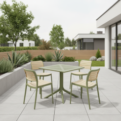 Scaun stivuibil, verde/bej, KARDOS TYP 1