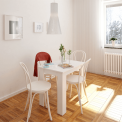 Étkezőasztal, fehér, 86x60 cm,  TARINIO