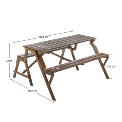 Gartentisch/Bank, 2-in-1, braun, ZAGIR