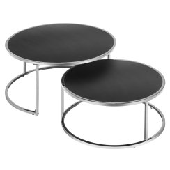 Couchtische, 2er-Set, silber/schwarz, DONOVAN 2 NEU