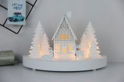 MagicHome Weihnachtsdekoration, Brenner, 6 LEDs, MDF, 2xAAA, 25x12x28 cm