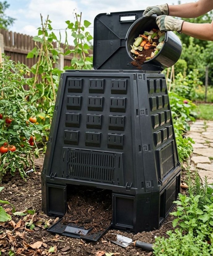 EVOBLACK Komposter, 630 Liter, schwarz