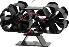 Ventilator Strend Pro, pentru șemineu, de podea, acționat termic, dual, cu 6 pale, negru
